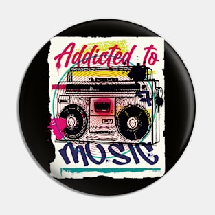 Addicted to Music // Retro Graffiti Style Boombox Pin