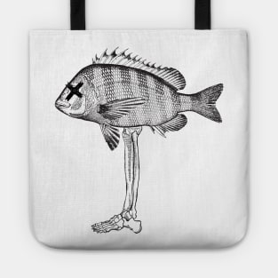 Fish with a skeleton leg Tote