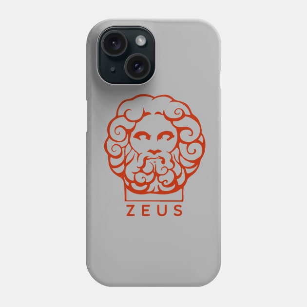 Zeus, Ancient Greece mythology, Stylized head with red ink Phone Case by croquis design