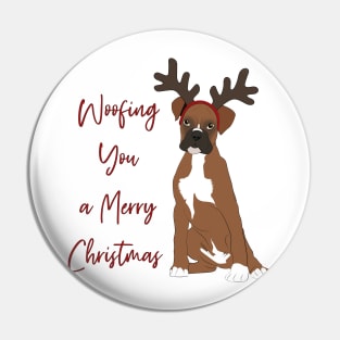 Cute Christmas Boxer, woofing you a merry Christmas Pin