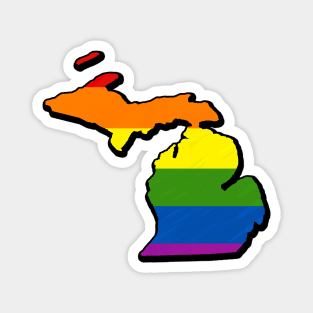 Rainbow Michigan Outline Magnet