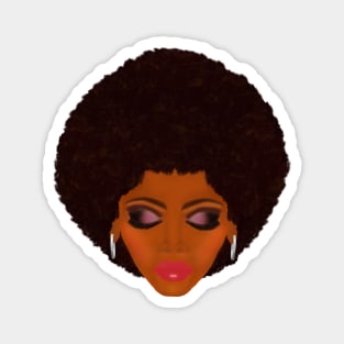 Classic Afro and Purple Smokey Eyes (White Background) Magnet