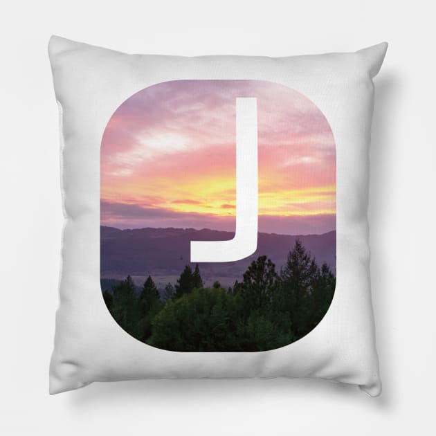 Initial J Sunset Photograph Pillow by DPattonPD