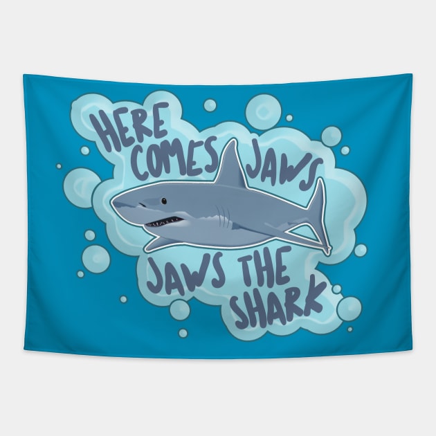 Here Comes Jaws, Jaws The Shark - Funny Peep Show Quote Tapestry by DankFutura