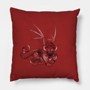 ecopop kaiju manticore in dark beast wings art Pillow