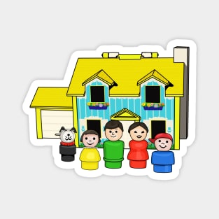 Brunette Family With Yellow House Magnet