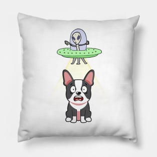 Funny french bulldog is being abducted by aliens Pillow