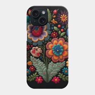 Botanical vintage Ethnic embroidery Floral design 4 Phone Case