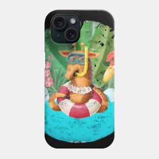 Cute giraffe in tropical vacation Phone Case