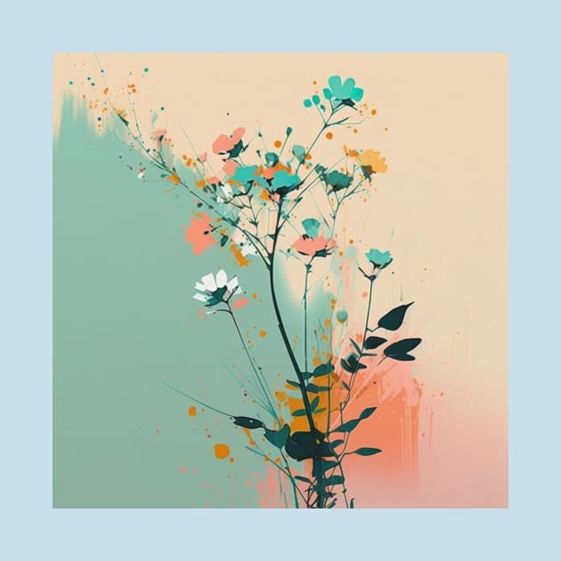 Spring Flowers Modern Art Pastel Design by Star Scrunch