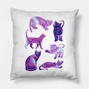 Galaxy Cats Pattern - Pink & Purple Pillow