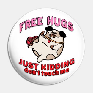 Free Hugs Just Kidding Dont Touch Me Red Pin