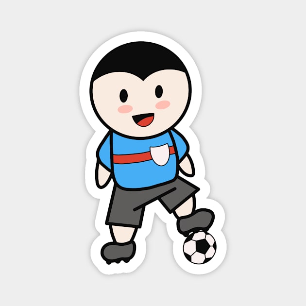 Football Boy Cartoon Magnet by Foxxy Merch
