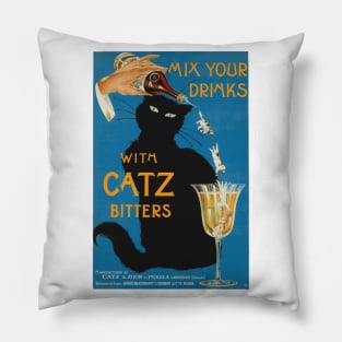 Mix Your Drinks with Catz Bitters - Vintage Advertising Poster Pillow