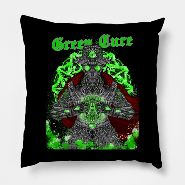 The Green Cure Pillow by Migite Art