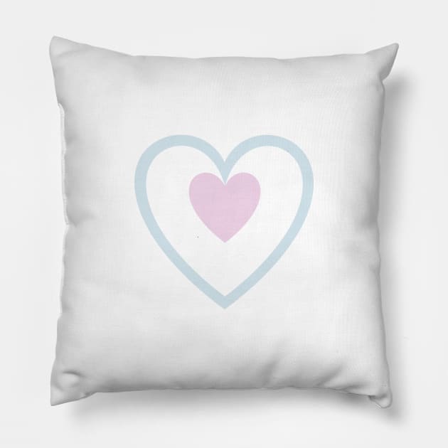 Heart in Heart Design Blue & Pink Pillow by NataliePaskell