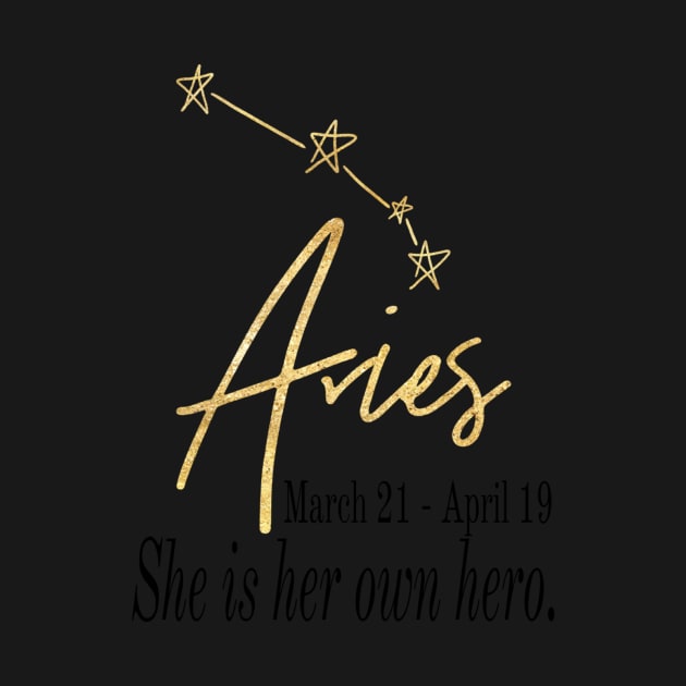 Aries Astrology Constellation Sign Date Idiom Zodiac Gold Foil by Asilynn