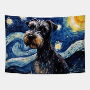 Standard Schnauzers Painted in The Starry Night style Tapestry