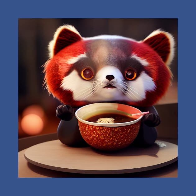 Kawaii Red Panda Eating Ramen by Grassroots Green