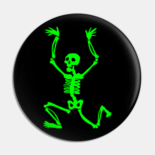 Running Skeleton Green Silhoette Pin