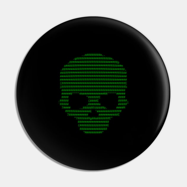 Green ASCII Skull Pin by CountZero