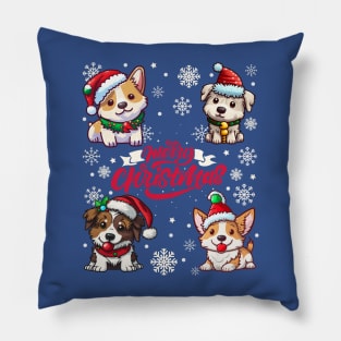 Cute Puppys Merry Christmas Pillow