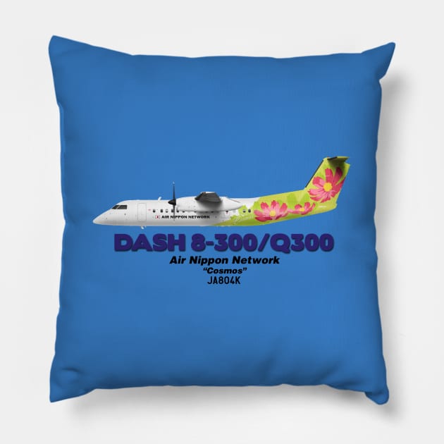 DeHavilland Canada Dash 8-300/Q300 - Air Nippon Network "Cosmos" Pillow by TheArtofFlying