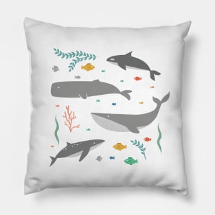 Whales Swimming in the Ocean Pillow