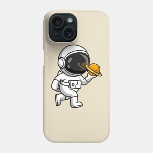 Cute Astronaut Holding Planet Cartoon Phone Case