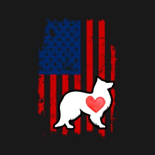 Sheltie Merica Usa American Flag T-Shirt