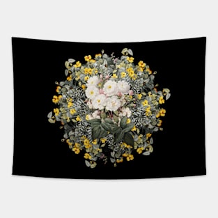 Vintage Noisette Roses Flower Wreath Tapestry