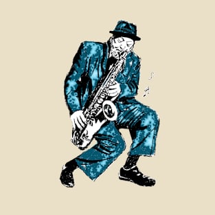 saxophone player blue saxophone player Blue saxophonist T-Shirt