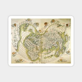 Antique Heart Shaped Old World Map Magnet