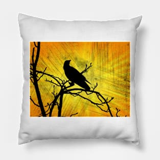 Orange Crow Pillow