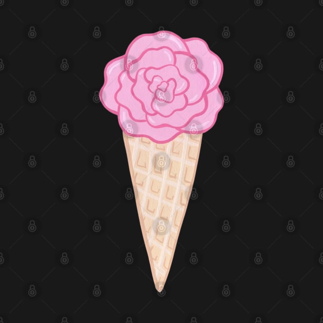 Pink flower ice cream cone by NashTheArtist