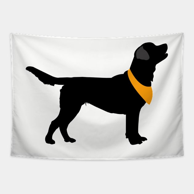 Black Lab Black Labrador Retrievers Pattern in ORANGE Tapestry by JessDesigns