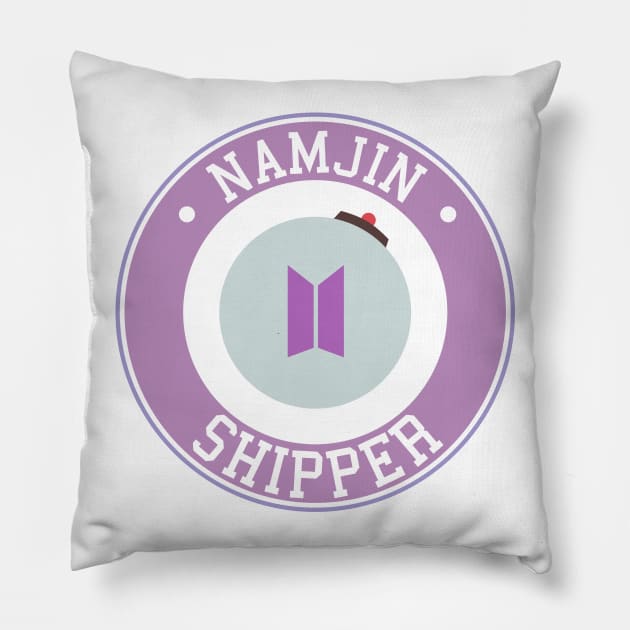 BTS Namjin namjoon seokjin shipper logo emblem typography Pillow by Oricca