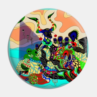 issues with the witches in classic goya remix with aliens and death patterns ecopop Pin