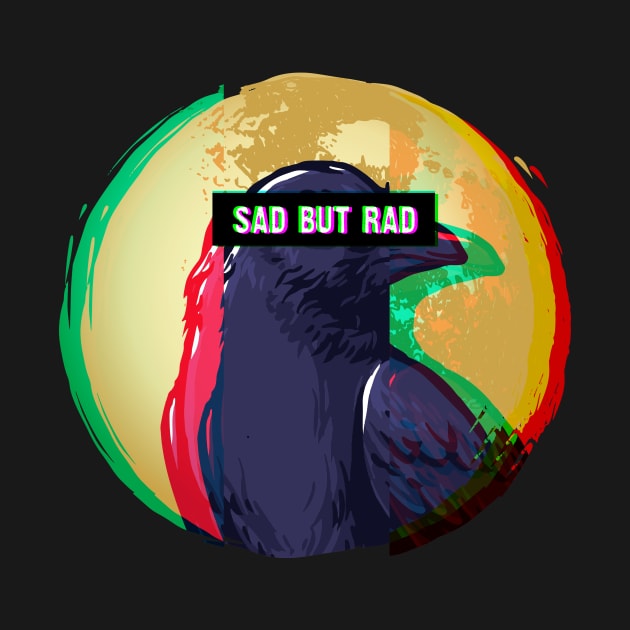 Sad But Rad Raven Full Moon Vaporwave Crow Otaku by Alex21