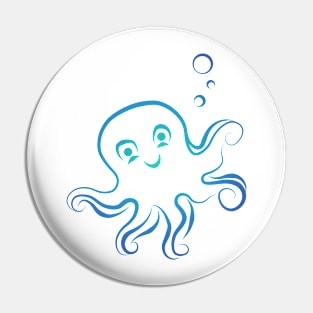 sweet Kraken Doodle in blue Pin