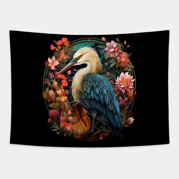 Heron Playing Guitar Tapestry by JH Mart