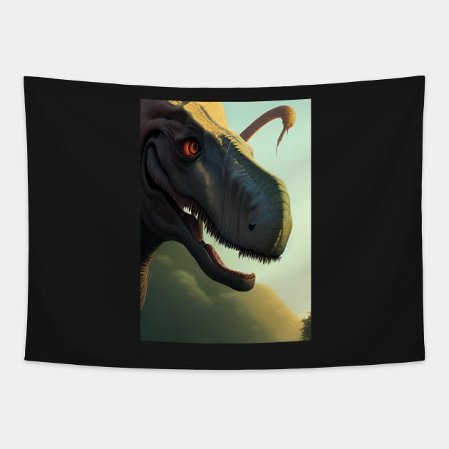 SCARY GREEN DINOSAUR Tapestry by sailorsam1805