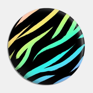 Pastel Rainbow Tiger Print On Black Background Pin