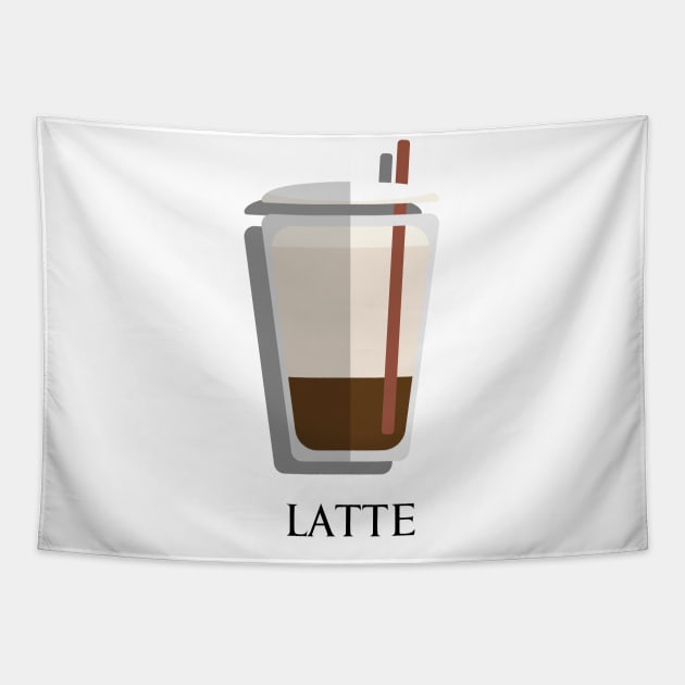 Iced Cold Latte coffee front view in flat design style Tapestry by FOGSJ