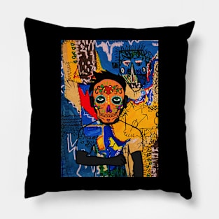 Swiss - Mexican Male Character with Green Eyes and Street Art Background Pillow