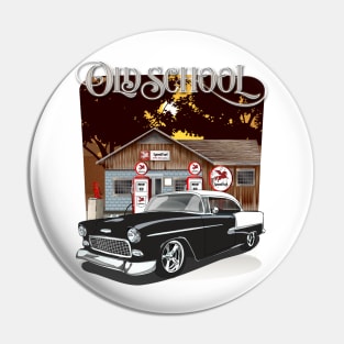 1955 Black & White Chevy Bel Air Old School Shirt Pin