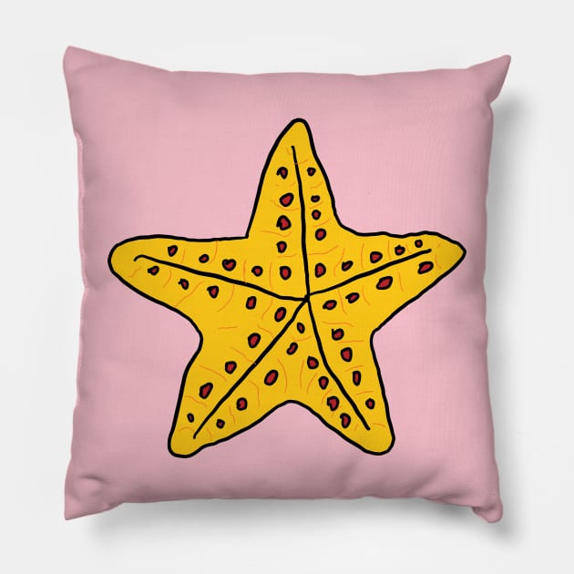 Starfish, Sea star. A cute, pretty sea star drawing. Pillow by Blue Heart Design