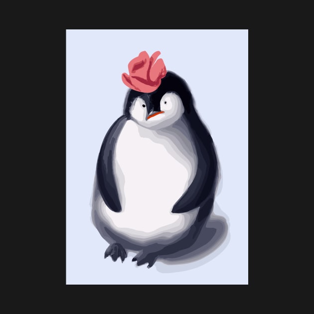 Penguin with Cute Pink Hat by maxcode