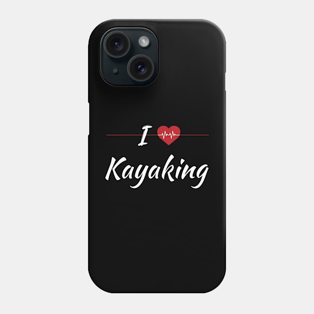 I Love Kayaking Cute Red Heartbeat Phone Case by SAM DLS