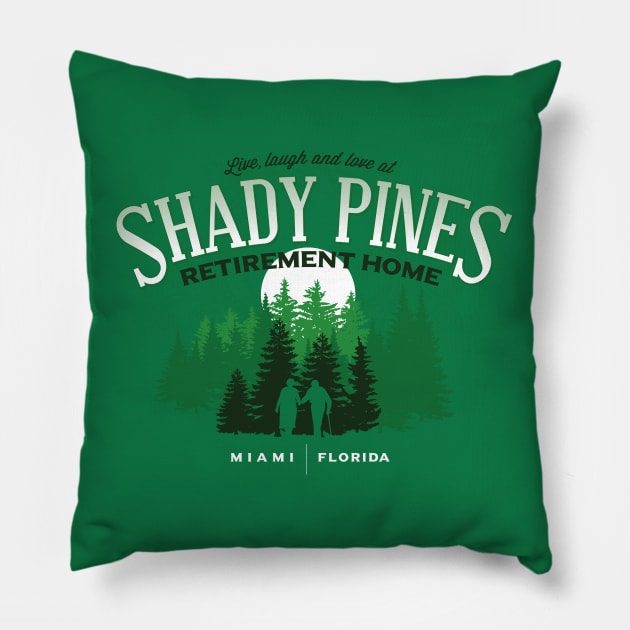 Shady Pines Retirement Home Pillow by MindsparkCreative